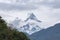 Mountain peak with snow, cloud and fog, Himalayas, Nepal