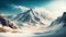 Mountain peak snow nature landscape outdoors adventure travel blue generated by AI
