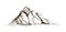Mountain peak, top or summit hand drawn with contour lines on white background. Elegant retro drawing of rocky cliff or