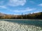 Mountain peaks in the Altay in the morning with Katun river