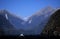 Mountain peaks and boat