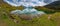 Mountain peaks and clouds reflection on Bachalpsee, Grindelwald, Switzerland