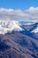 Mountain peaks covered with snow. Vertical panoramic view with h