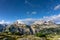 The mountain peaks Croda dei Rondoi ,right and Torre dei Scarperi, left Schwabenalpenkopf in the Sexten Dolomites Sesto Dolomites