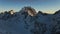 Mountain peaks of Dombay at sunset. Mount Dombay-Ulgen view from a drone