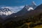 Mountain peaks Everest Ama Dablam Nuptse Lhotse night. Nepal.