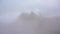 Mountain peaks hiden in the mist in Montserrat, view from Sant Jeroni