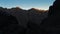 Mountain peaks of High Atlas mountains at sunrise in Toubkal national park, Morocco