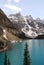 Mountain peaks and moraine lake