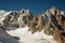 Mountain peaks, snow and glaciers near Mont Blanc, Italian side