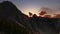 Mountain peaks at sunset, timelapse clouds, stock footage