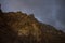 Mountain peaks up rock canyon on the wasatch mountain range from crag to snow whisped summits