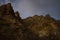 Mountain peaks up rock canyon on the wasatch mountain range from crag to snow whisped summits