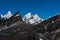 Mountain peaks viewed from Renjo pass in Himalaya