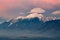 Mountain peeks of Kocna,Grintavec and Kalski greben in afterglow