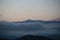 Mountain pick fog clouds on mitsikeli mountain , ioannina perfecture , greece