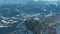 Mountain Pilatus Peak in Winter Sunny Day. Swiss Alps, Switzerland. Aerial View
