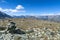 Mountain pile of stones cairn scenic view. Altai Mountains, Russia