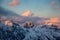 Mountain portrait Birnhorn Saalbach sunset purple light clouds reflecting the mountainscape