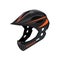 Mountain race bike helmet. Extreme sports safety equipment. Head protection. Isolated vector realistic graphic illustration