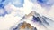 Mountain range abstract watercolor painting illustration vector scenery high rocky and snow Generative Ai