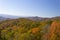 Mountain range in autumn colors, fall leaves, Great Smoky Mountains, clear sky