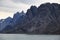 Mountain range in a bay of the Kangerlussuaq fjord Greenland, Denmark