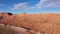 Mountain Range Canyon Of Red Sandstone In Desert And Dried Up Riverbed Aerial