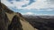 Mountain range of the Caucasus mountains in the distance with a view of Elbrus flight on a drone