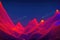 a mountain range, dark night and electric orange glow colors, retrofuturistic retrowave style, generative ai