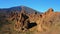 Mountain range in dry deserted landscape of Teide National Park. Scenery of highest volcano in Spain.