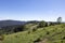 Mountain range and green valley, Jura landscape.