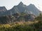 Mountain range near the arctic village of Unstad