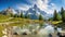 Mountain range in spring in Grand Tetons National Park stunning view scenery