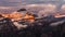 Mountain range sunrise view with colorful peaks, Rocky mountains