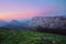 Mountain range in Urkiola at evening