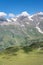 Mountain range view from Grossglockner Taxenbacher Fusch high alpine road in Austria summer