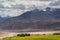 Mountain ranges,desert,pasture and cloudscape