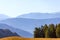 Mountain ranges of Seiser Alm in the morning fog. Trentino Alto Adige, South Tyrol, Italy