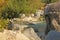 Mountain Rapid River in Italy. Sicily Island, Italy, Alcantara Gorge