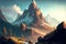 Mountain realistic style, creative digital illustration painting, majestic landscape background