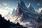 Mountain realistic style, digital illustration painting artwork, poetic scenery background