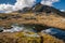 Mountain reflecting in a small pond in Scottish Highlands.