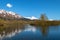 Mountain reflections at Moose Flats Wetland and Portage Creek in Turnagain Arm near Anchorage Alaska USA