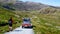 Mountain rescue ambulance car on dirt path in Snowdonia