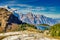 mountain reservoir in glaurs, switzerland.Autumn mood in front of the Garnisch mountain range at Garichtisee