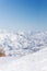 The mountain resort of Beldersay, Uzbekistan. Panorama of the mountains from the pass in winter