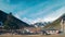 Mountain resort sun light panorama vall de nuria 4k time lapse spain