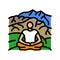 mountain retreat taoism color icon vector illustration