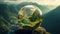 Mountain Reverie: A Green Oasis in a Glass Ball Atop a Majestic Summit